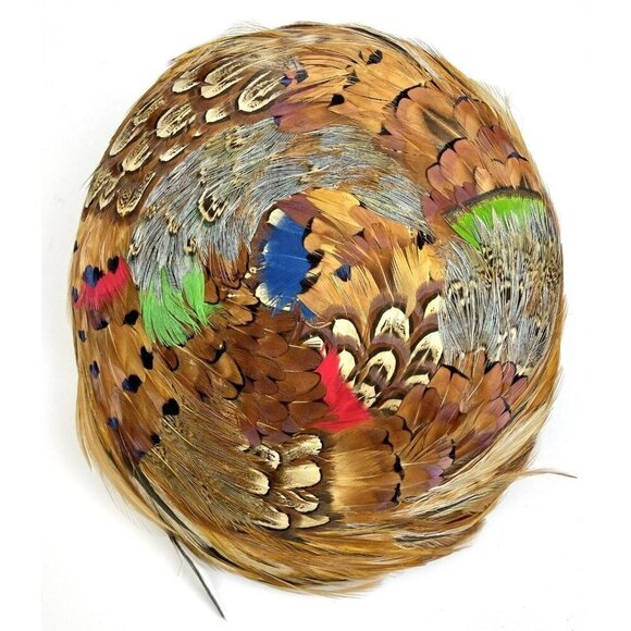 VTG Womens Genuine PHEASANT FEATHER Mid-Century Fascinator PILLBOX HAT EUC - Picture 5 of 6